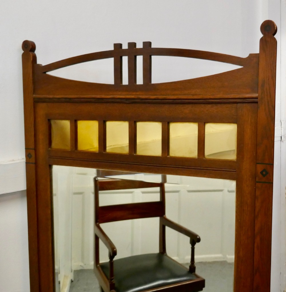 A Tall Golden Oak Arts and Crafts Console Mirror View IV