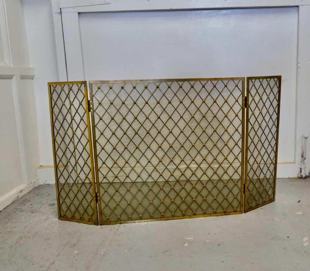  Large Folding Brass Fire Screen View II