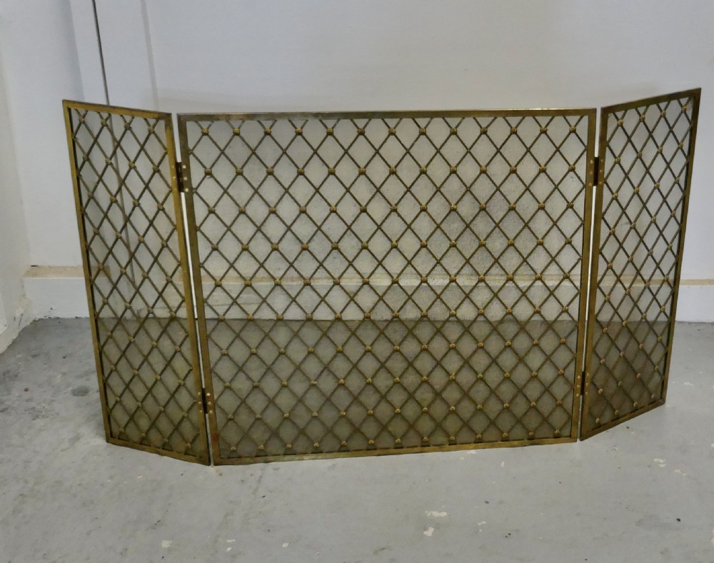 Large Folding Brass Fire Screen View III