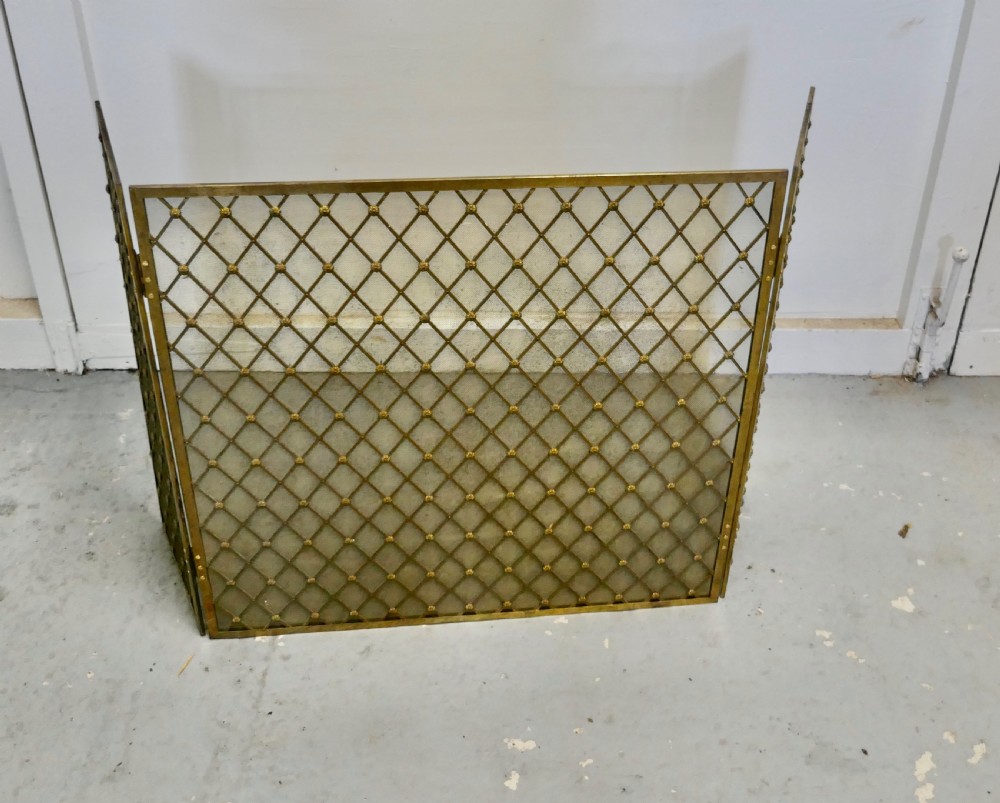  Large Folding Brass Fire Screen View IV