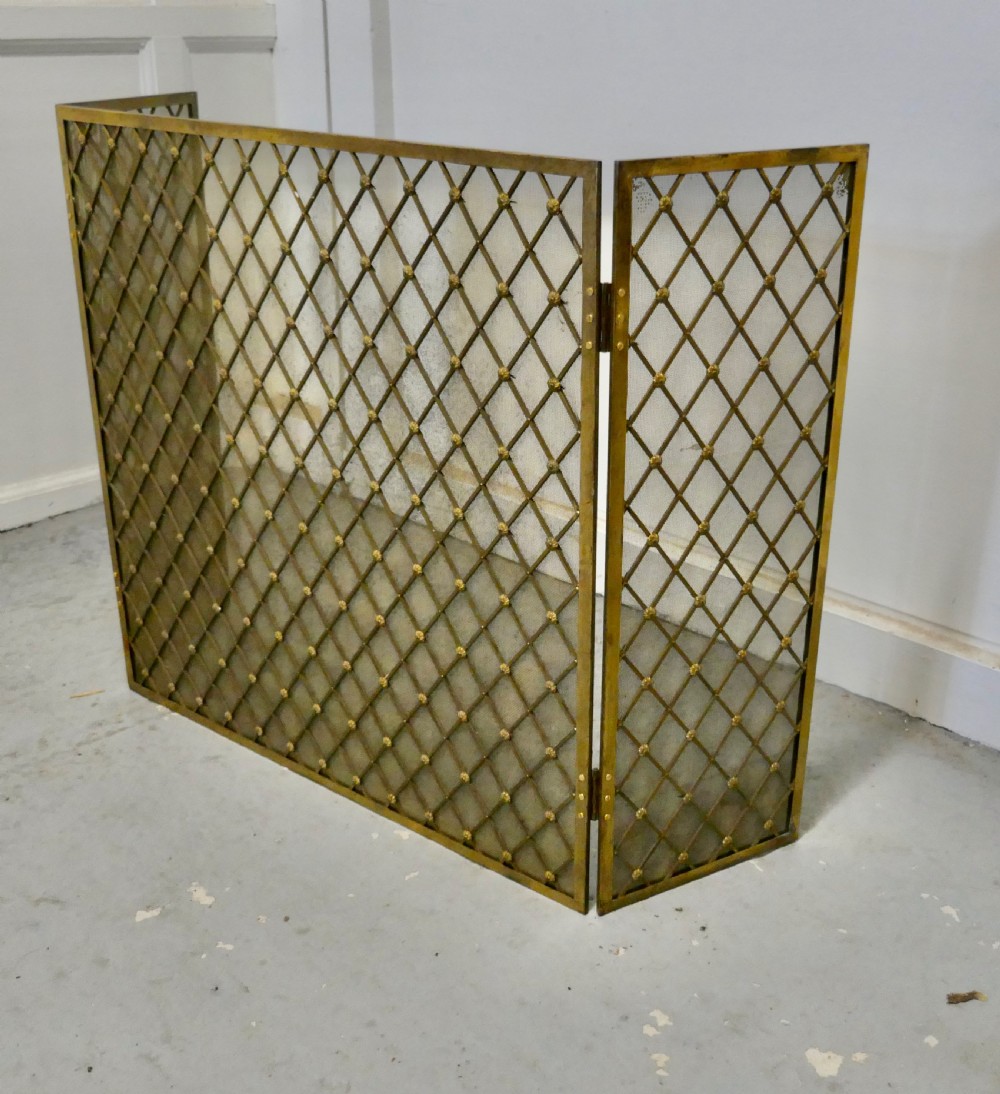  Large Folding Brass Fire Screen View VI