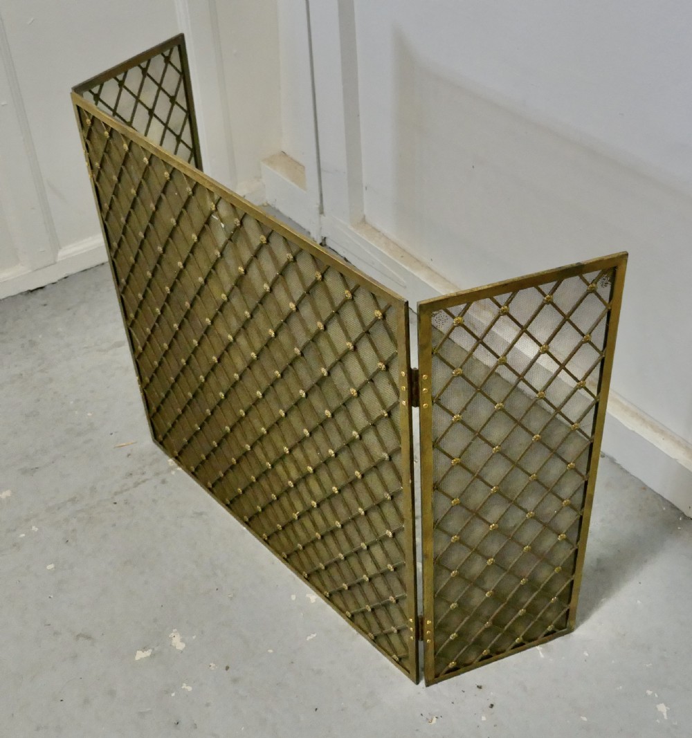  Large Folding Brass Fire Screen View VII