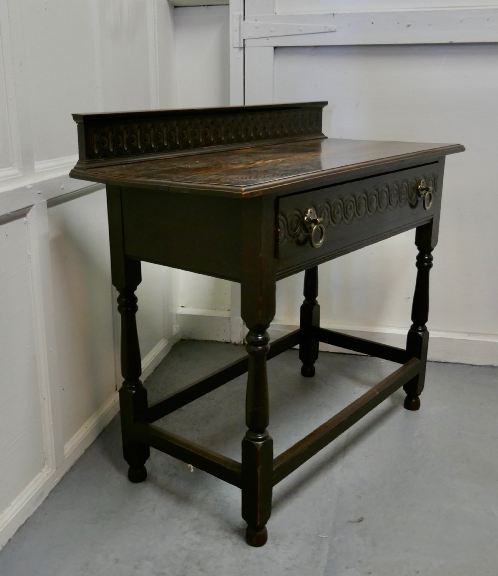 Carved Gothic Oak Side Table  View IV