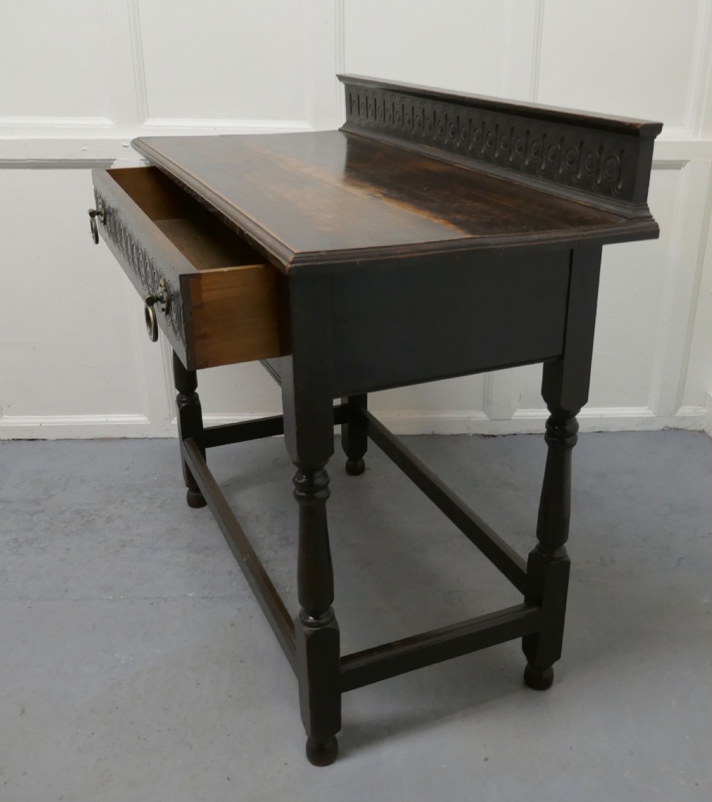 Carved Gothic Oak Side Table  View VII