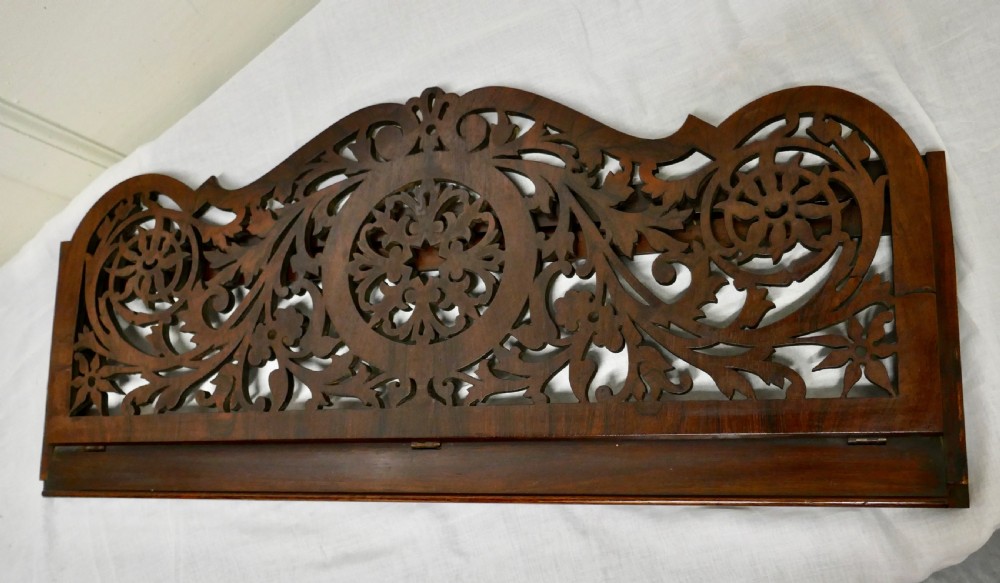 Adjustable Fretwork Mahogany Book Rest, Lutrin View II