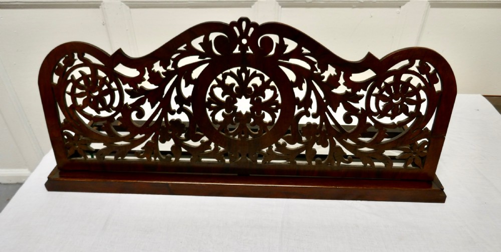 Adjustable Fretwork Mahogany Book Rest, Lutrin View III