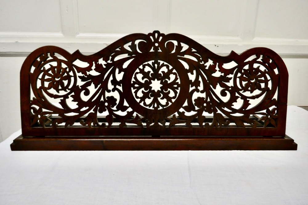 Adjustable Fretwork Mahogany Book Rest, Lutrin View V