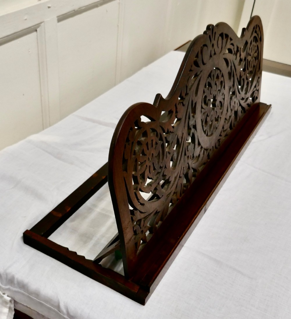 Adjustable Fretwork Mahogany Book Rest, Lutrin View VI