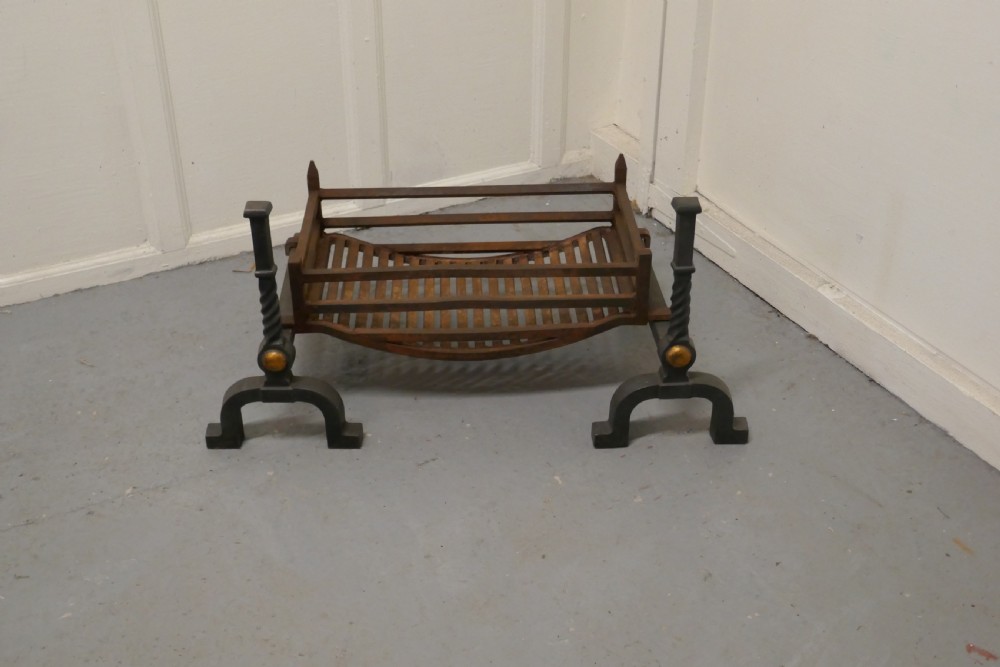A Large Inglenook Fire Grate with Andirons View II