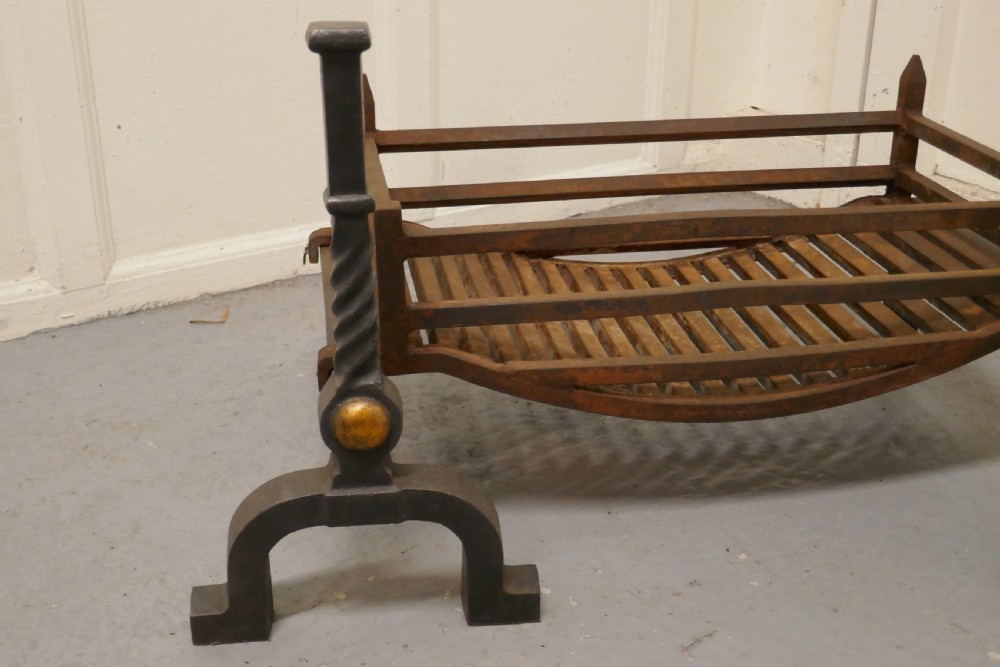 A Large Inglenook Fire Grate with Andirons View V