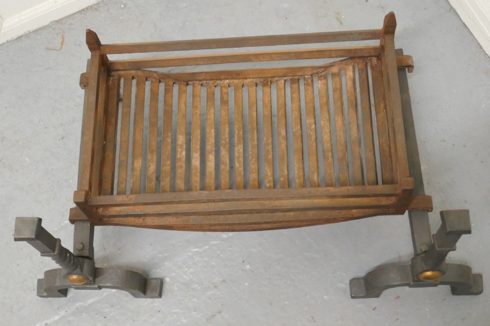 A Large Inglenook Fire Grate with Andirons View VI