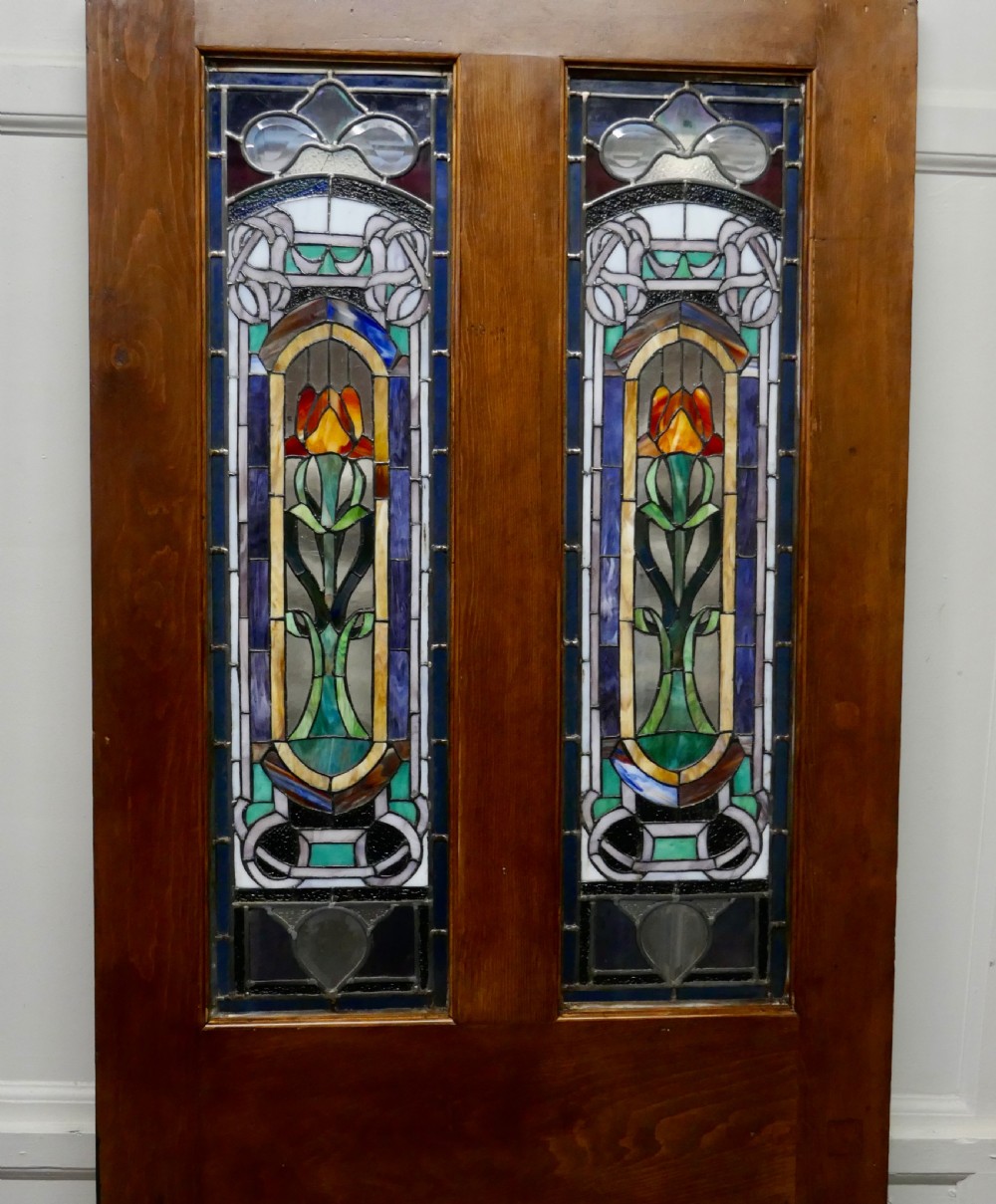 Victorian Art Nouveau Stained Glass Panel Door View II