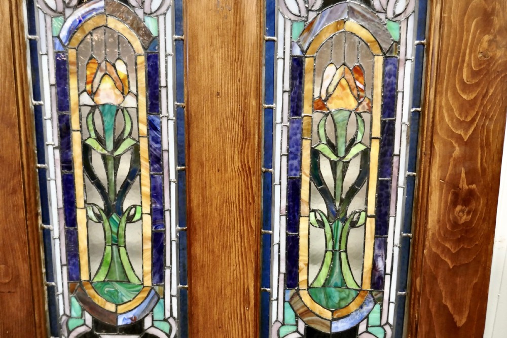 Victorian Art Nouveau Stained Glass Panel Door View VII