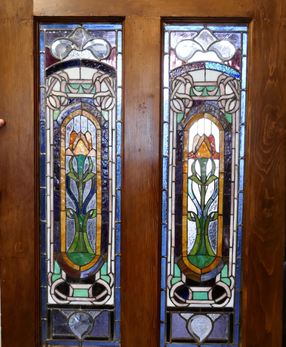 Victorian Art Nouveau Stained Glass Panel Door View IX