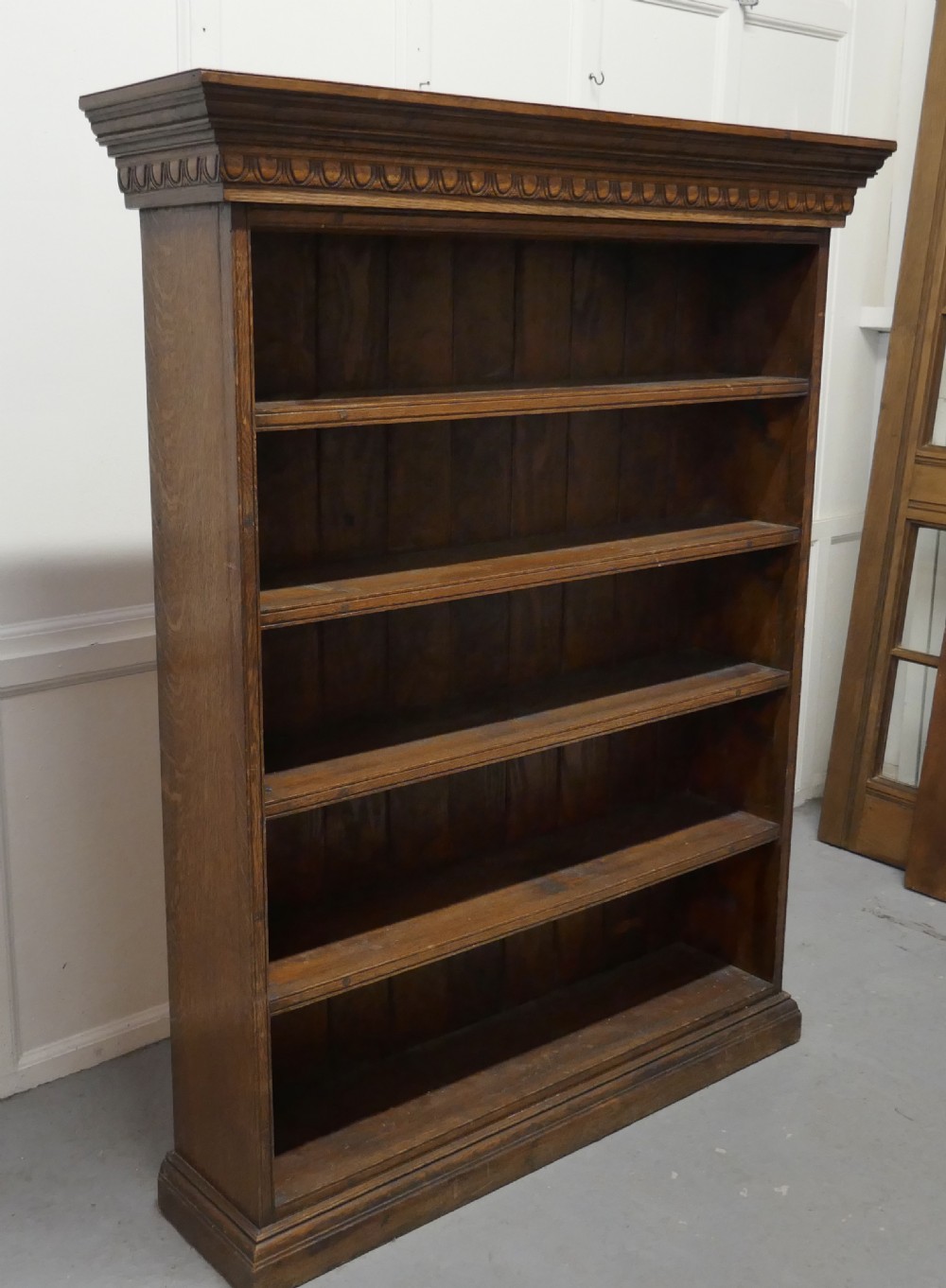 Arts and Crafts Open Oak Bookcase with Secret Compartment  View II