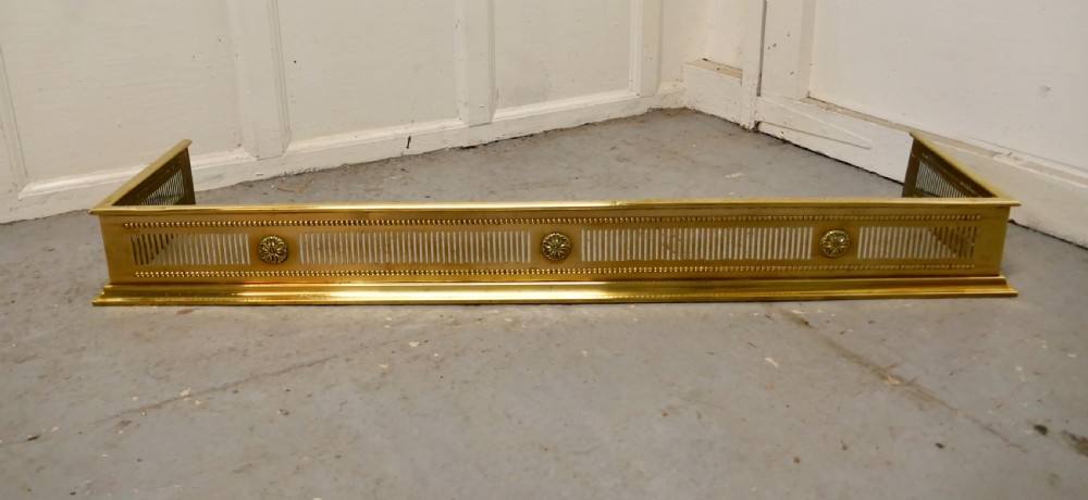Victorian Arts and Crafts Pierced Brass Fender 