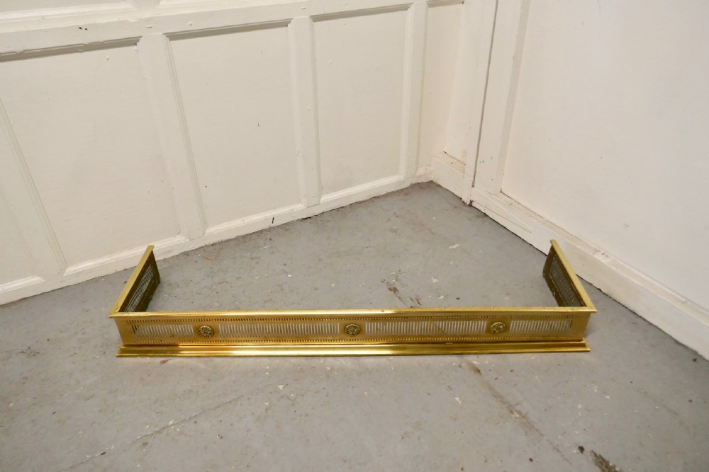 Victorian Arts and Crafts Pierced Brass Fender  View II