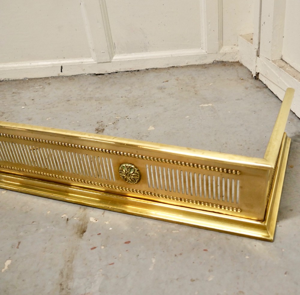 Victorian Arts and Crafts Pierced Brass Fender  View V