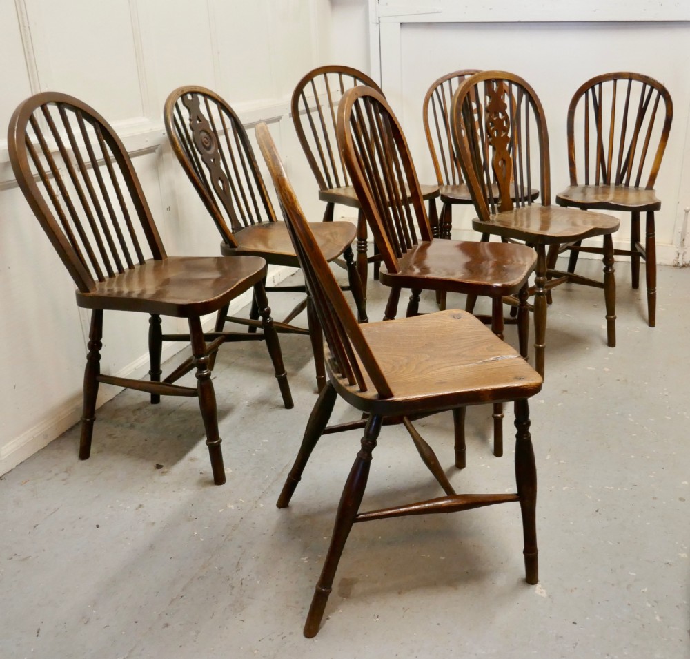 A Collection of 8 Beech and Elm Country Windsor Chairs View III