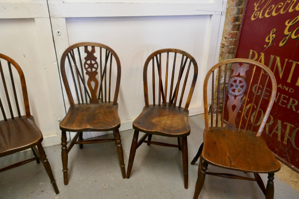 A Collection of 8 Beech and Elm Country Windsor Chairs View VI