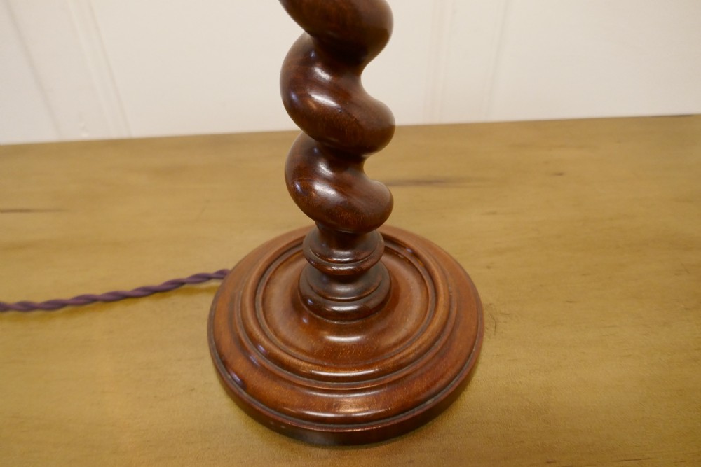Lovely Oak Turned Barley Twist table Lamp View III