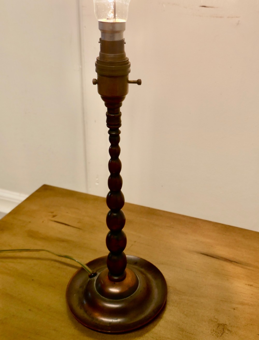 Lovely Oak Turned Barley Twist table Lamp View VI