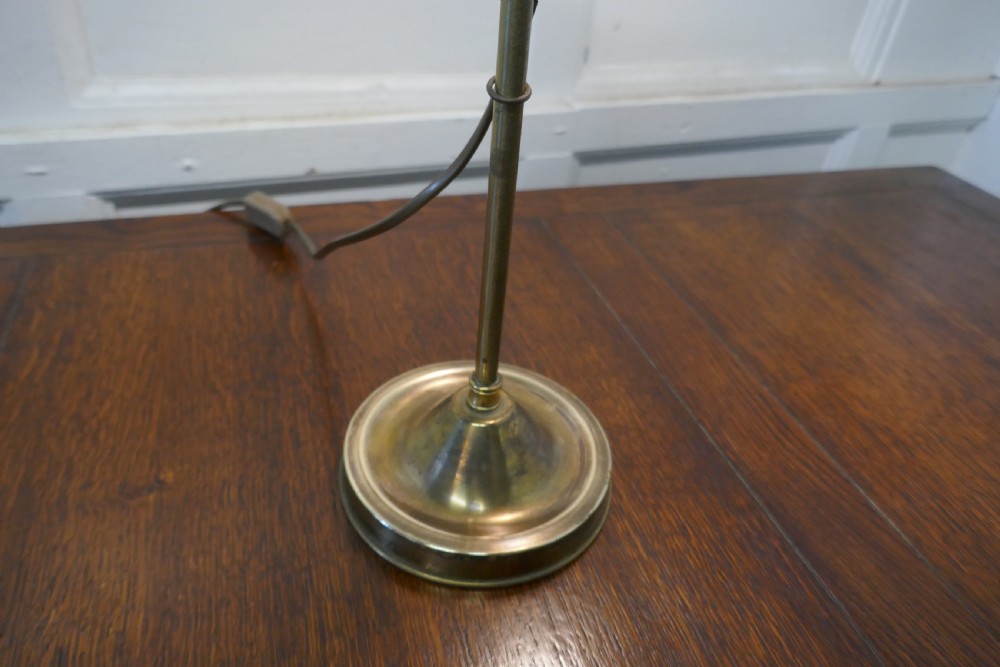French Brass Desk Lamp with Opaline Glass Shade View V