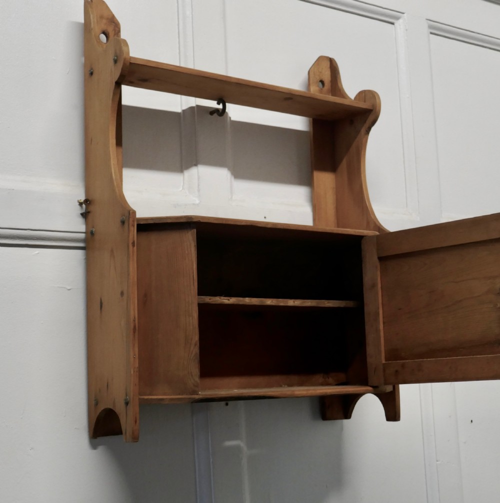 Small Arts and Crafts Pine Bathroom Wall Cabinet,  View IV