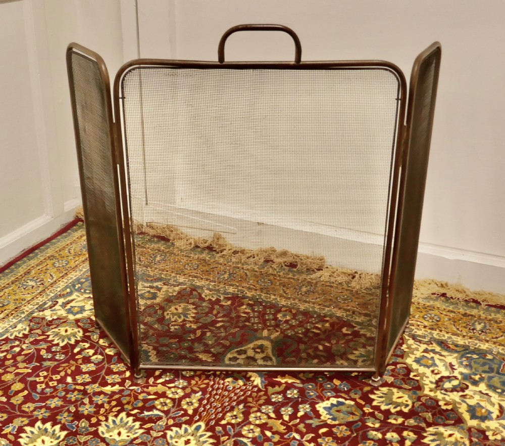 Large Folding Brass Fire Guard 
