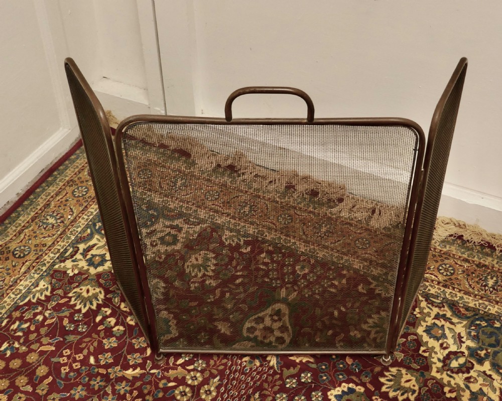 Large Folding Brass Fire Guard  View II