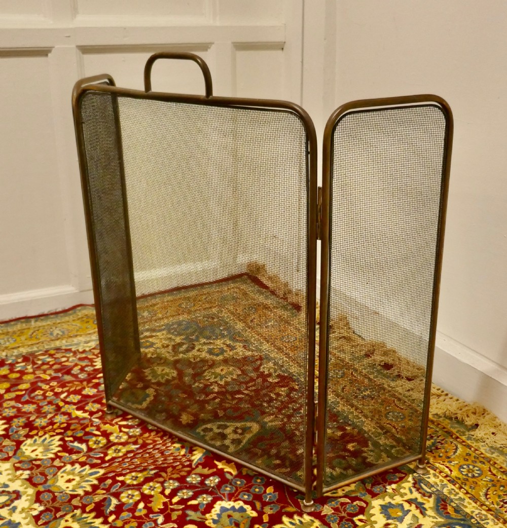 Large Folding Brass Fire Guard  View III