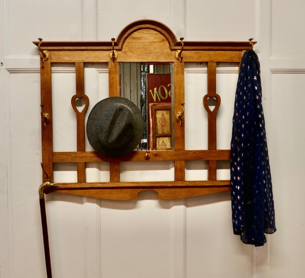 Arts and Crafts Golden Oak Hat and Coat Rack View II