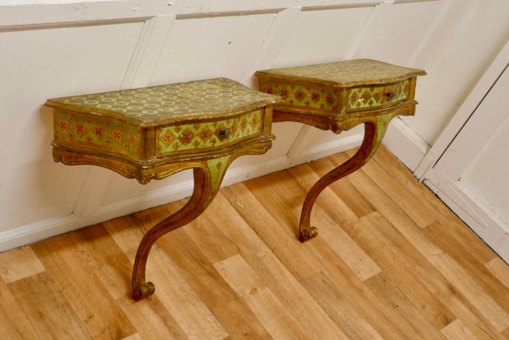 A Pair of French Gilt and Painted Wall Console Tables View II