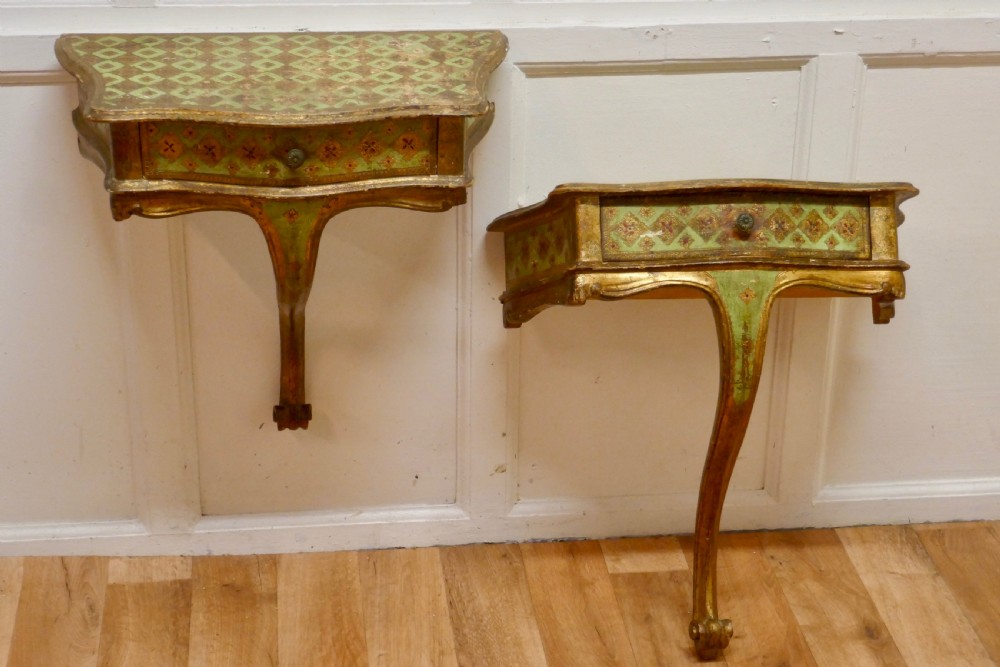 A Pair of French Gilt and Painted Wall Console Tables View IV