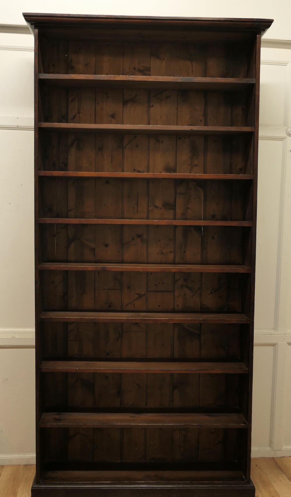 19th Century Very Tall Open Book Case, in Dark Pine