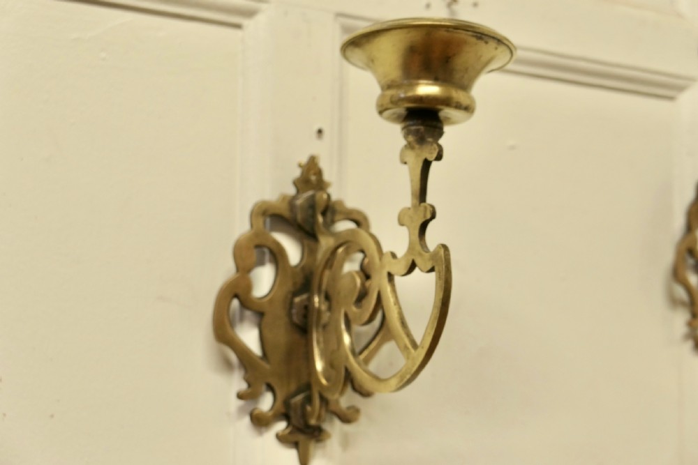 Pair of 19th Century French Gothic Brass Wall Sconces View III