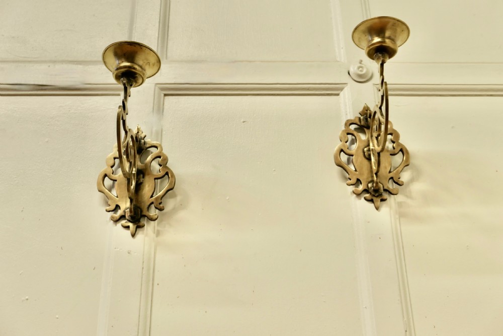 Pair of 19th Century French Gothic Brass Wall Sconces View V