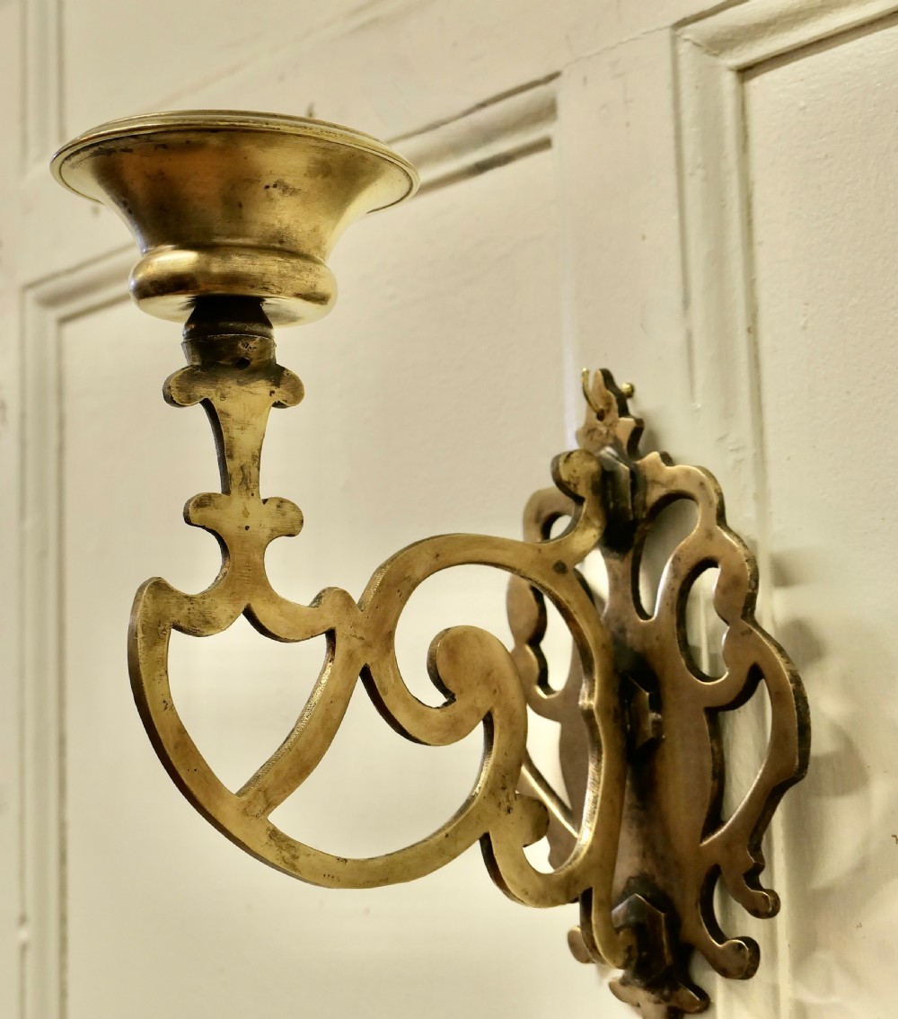 Pair of 19th Century French Gothic Brass Wall Sconces View VI