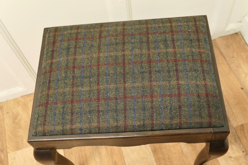 A Sturdy Victorian Oak and Tweed Library Stool. View VI