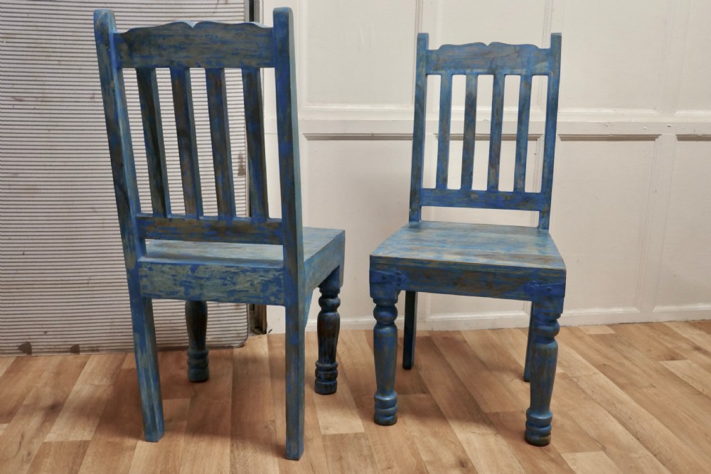 Large Carved Folk Art Painted Table and 6 Chairs  View IX