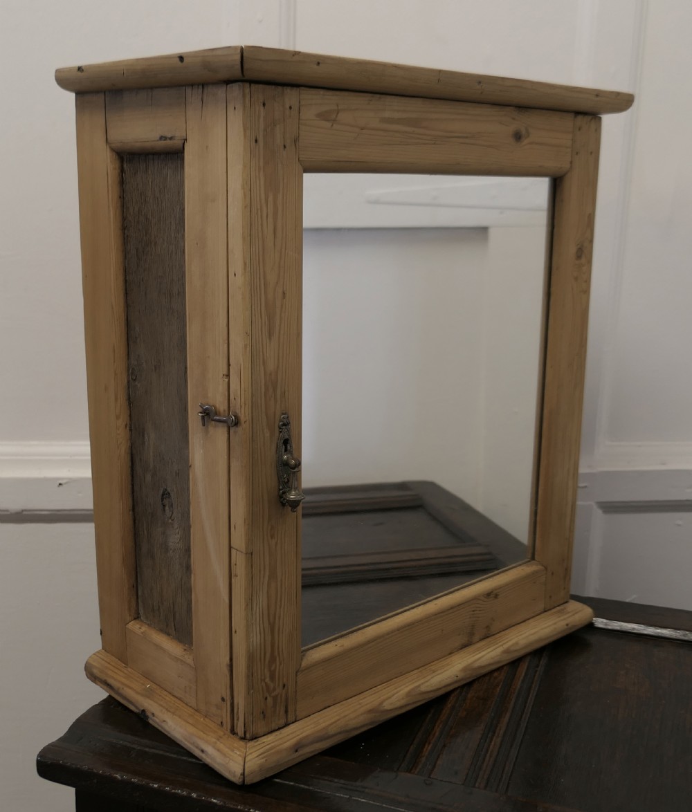 Wall Hanging Pine Cloakroom or Bathroom Mirrored Cupboard   View II