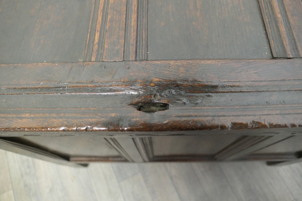 Small 17th century Panelled Cottage Size Oak Coffer  View V