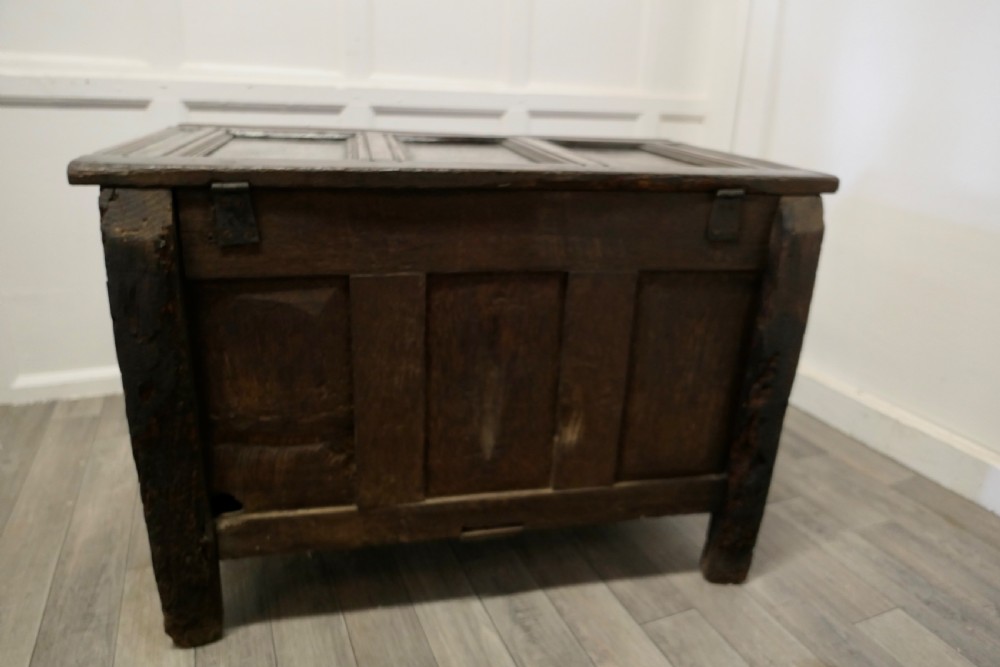 Small 17th century Panelled Cottage Size Oak Coffer  View X