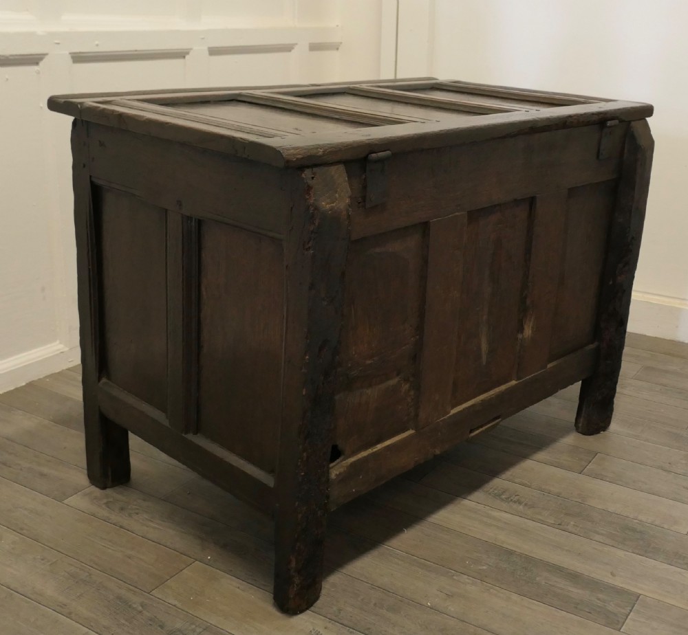 Small 17th century Panelled Cottage Size Oak Coffer  View XI