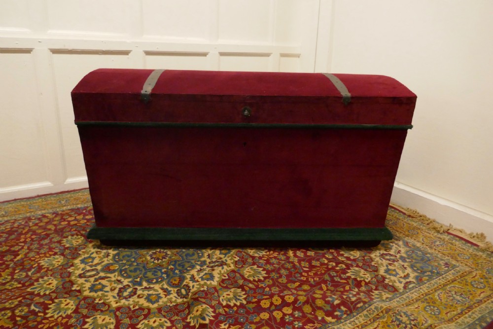 A Large Velvet Banded Dome Top Chest  