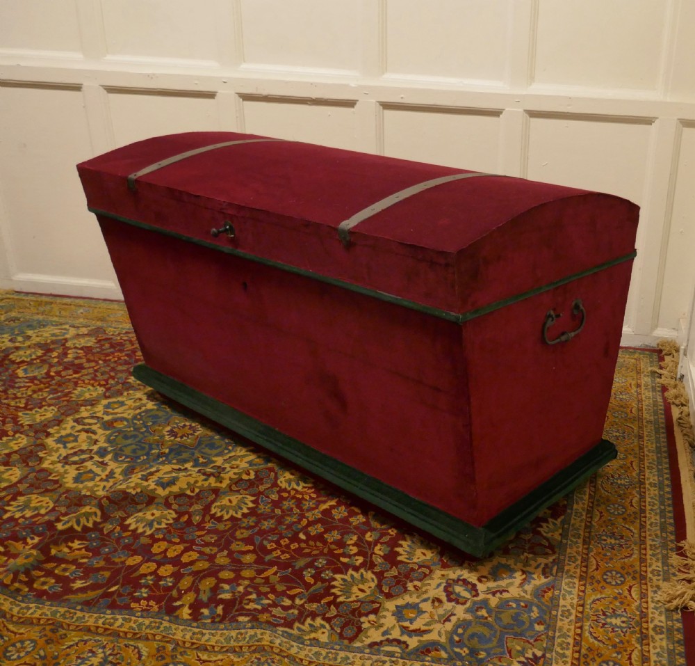 A Large Velvet Banded Dome Top Chest   View III