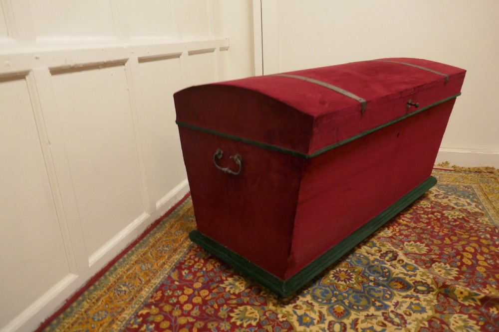 A Large Velvet Banded Dome Top Chest   View IV
