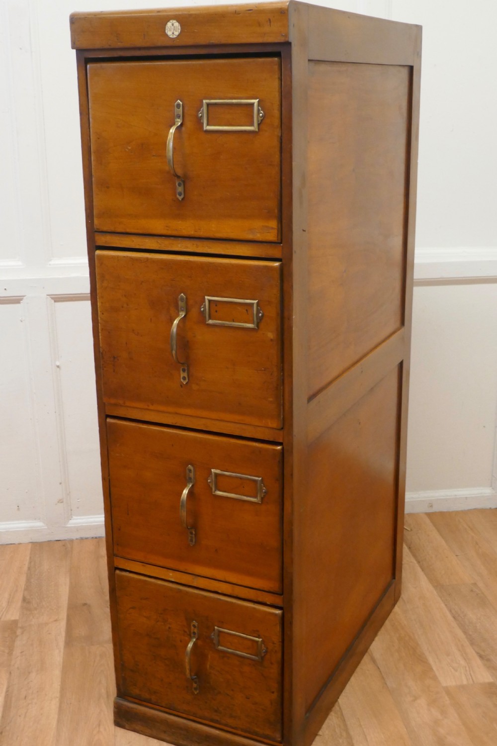 Edwardian 4 Drawer Golden Oak Filing Cabinet, by SU-TALL View II
