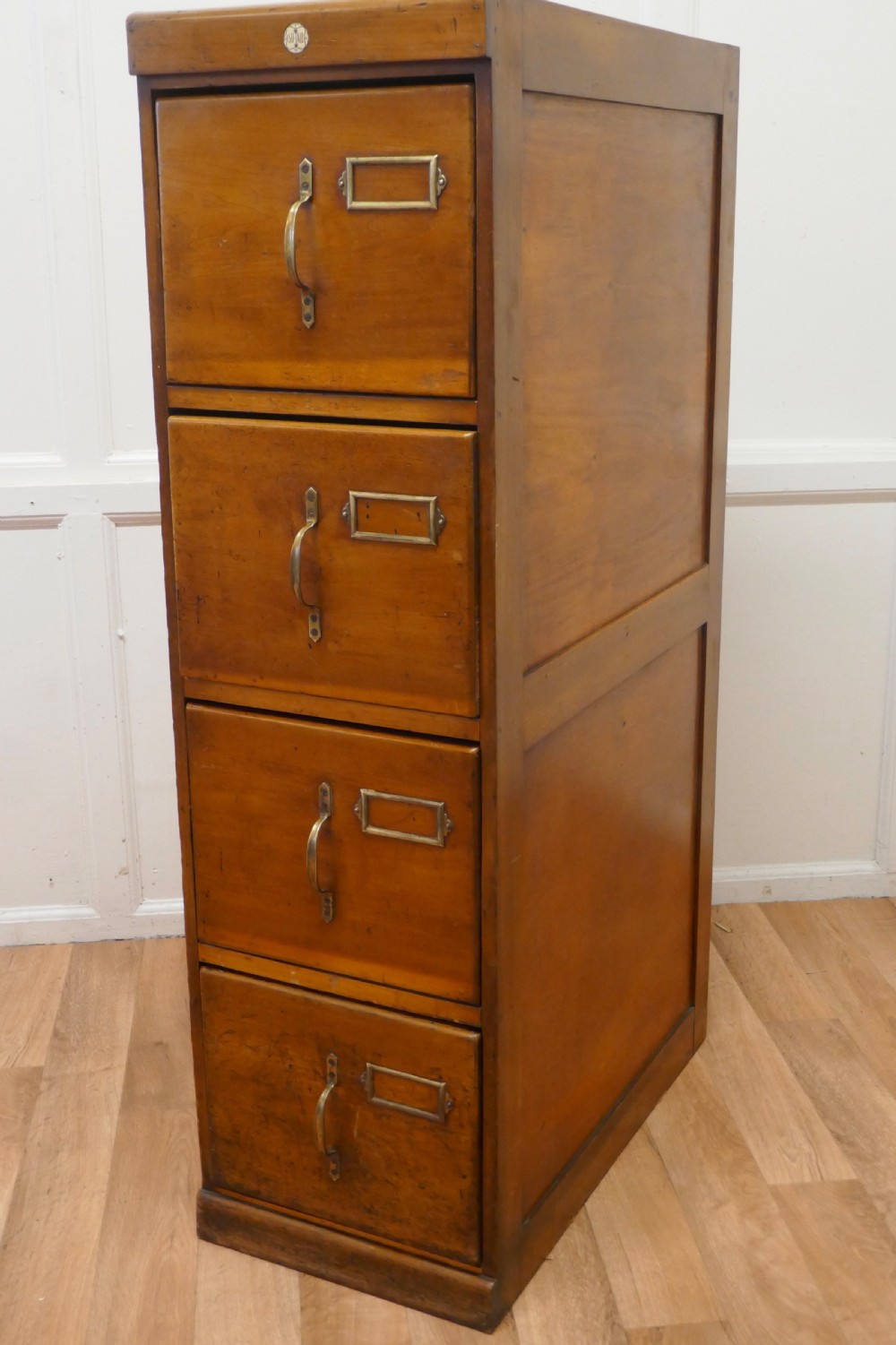 Edwardian 4 Drawer Golden Oak Filing Cabinet, by SU-TALL View III