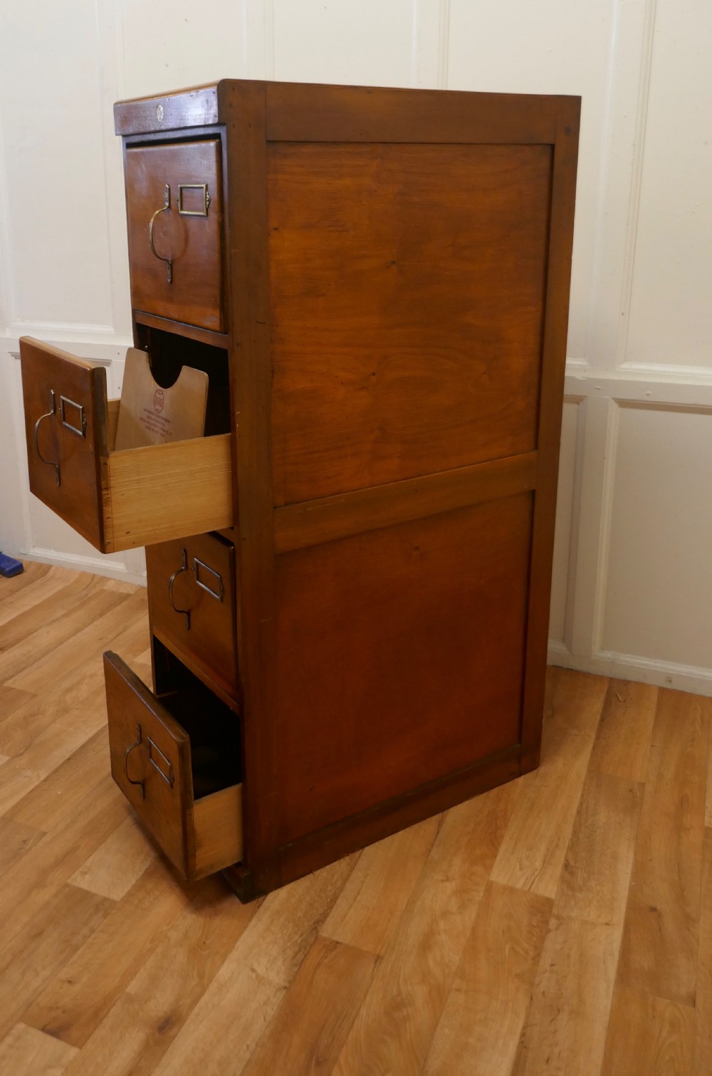 Edwardian 4 Drawer Golden Oak Filing Cabinet, by SU-TALL View VIII